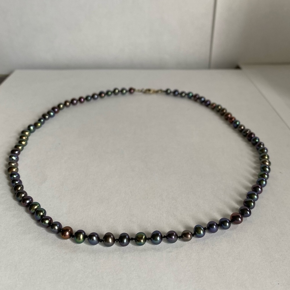 Genuine Freshwater Pearl Purple Blue Green Women’s Sterling 925 Choker Necklace - Picture 3 of 6